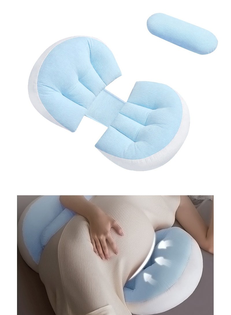 Pregnancy Pillows for Sleeping, Maternity Pillow Support for Back, Legs, Belly of Pregnant Women, Detachable Cover and Adjustable, Belly fitting U shape, Blue