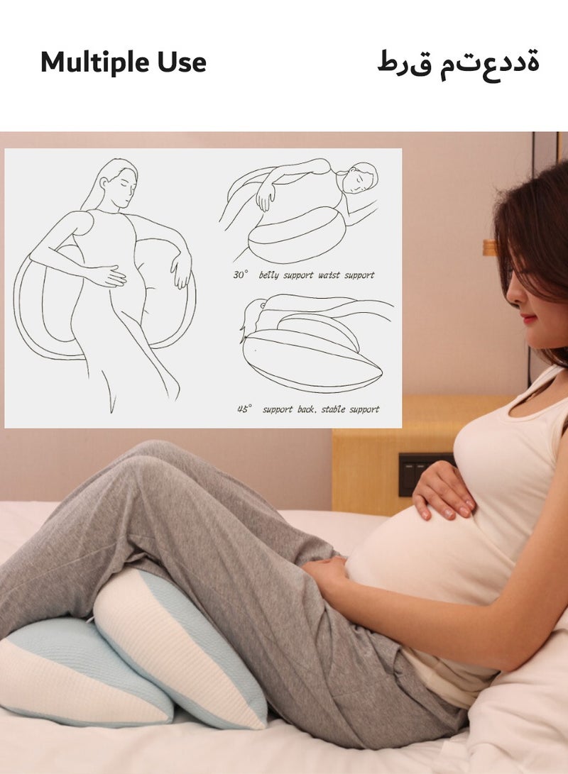 Pregnancy Pillows for Sleeping, Maternity Pillow Support for Back, Legs, Belly of Pregnant Women, Detachable Cover and Adjustable, Belly fitting U shape, Blue