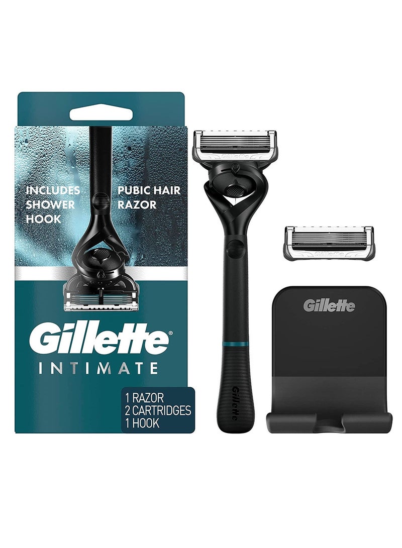 Gillette Intimate Manscape Razor for Men, Men’s Pubic Razor, Manscaping, Gentle and Easy to Use, Designed For Pubic Hair, 1 Razor Handle, 2 Razor Blade Refills, Manscaping Body Razor, Mens Razor