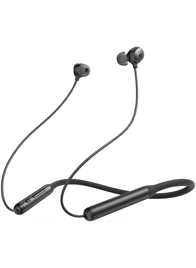 (for Samsung Galaxy Z Flip 6) Soundcore Life U2i Wireless Neckband Headphones USB-C Fast Charging Foldable & Lightweight Build Waterproof Headphones Black