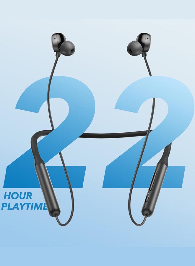 (for Samsung Galaxy Z Flip 6) Soundcore Life U2i Wireless Neckband Headphones USB-C Fast Charging Foldable & Lightweight Build Waterproof Headphones Black