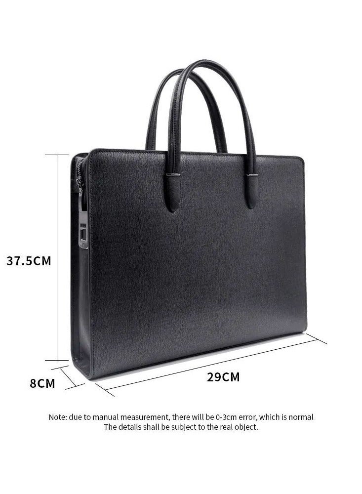 Fingerprint lock Genuine leather Handbag For men Shoulder Bag Brief Case