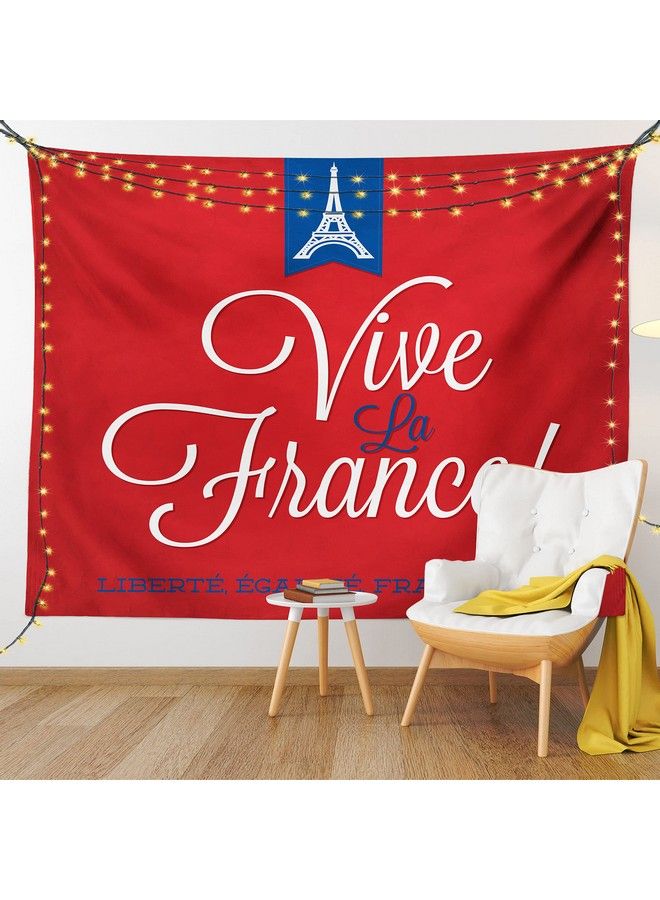 French Party Tapestry Bastille Day Themed Image With Vive La France And Eiffel Fabric Wall Hanging Decor For Bedroom Living Room Dorm 45