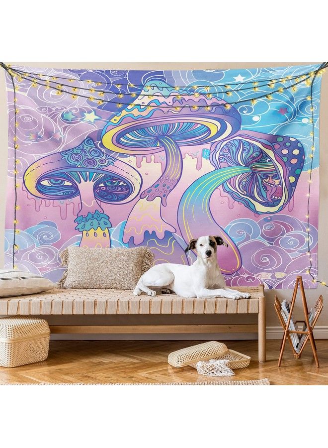 Mushroom Tapestry Trippy Drawing Hippie Design Sixties Visionary Psychedelic Shamanic Fabric Wall Hanging Decor For Bedroom Living Room Dorm 45