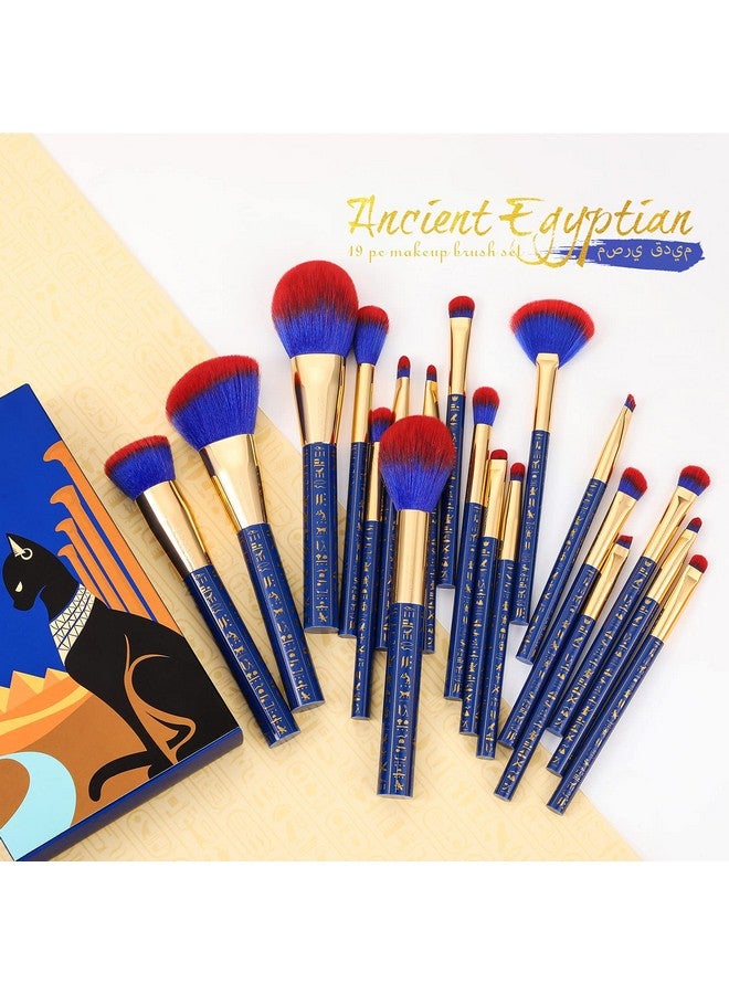 Makeup Brushes 19Pcs Makeup Brush Set Premium Gift Synthetic Powder Kabuki Foundation Contour Blush Concealer Eye Shadow Blending Liner Make Up Brush Kit, Ancient Egyptian Series