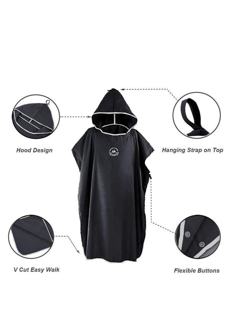 Quick-Dry Microfiber Surf Poncho & Wetsuit Changing Robe with Hood - Ideal for Beach, Pool, and Swim - Perfect for Adults