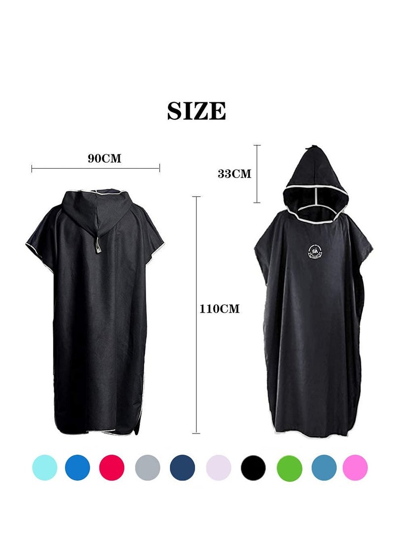 Quick-Dry Microfiber Surf Poncho & Wetsuit Changing Robe with Hood - Ideal for Beach, Pool, and Swim - Perfect for Adults