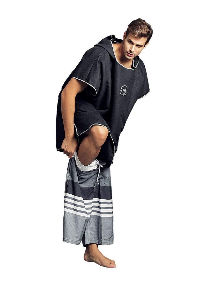 Quick-Dry Microfiber Surf Poncho & Wetsuit Changing Robe with Hood - Ideal for Beach, Pool, and Swim - Perfect for Adults