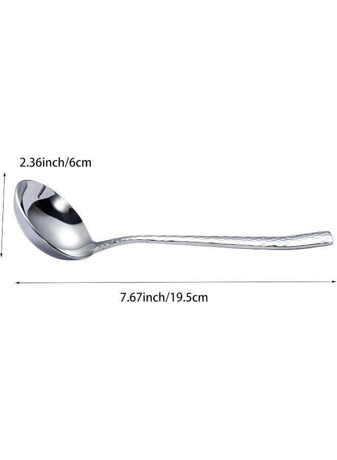 7.67 Inch Gravy Ladle Hammered 18/10 Stainless Steel Small Ladle Soup Ladle Gravy Boat Ladle (Silver)