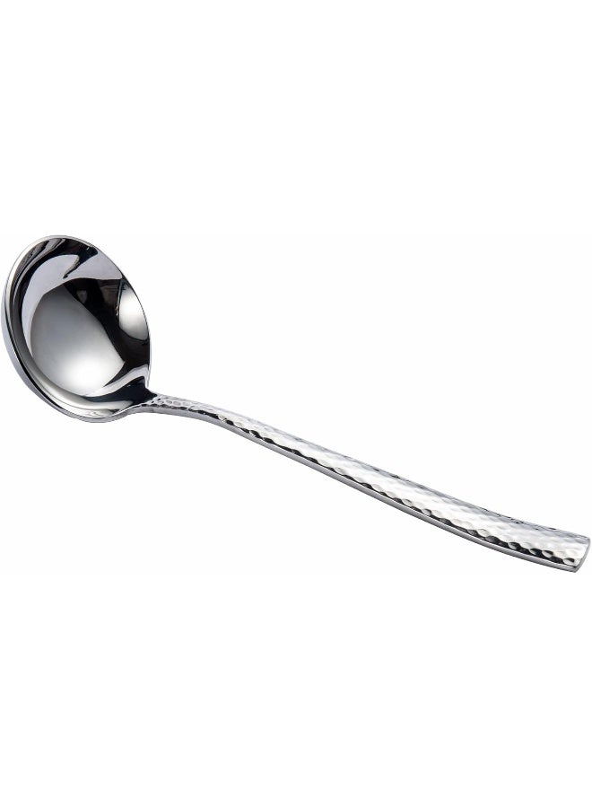 7.67 Inch Gravy Ladle Hammered 18/10 Stainless Steel Small Ladle Soup Ladle Gravy Boat Ladle (Silver)