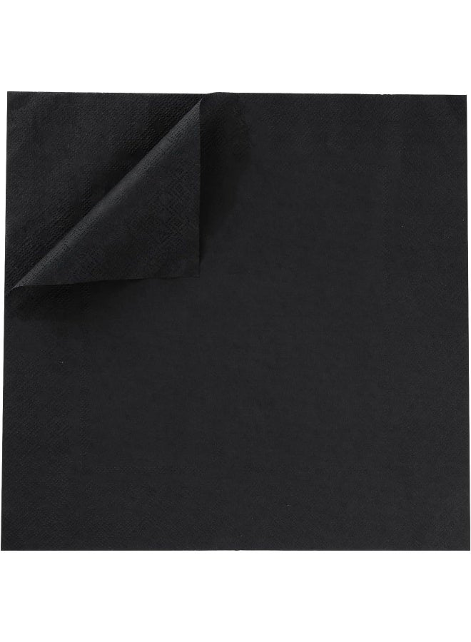 Beforyou 100 Pack Cocktail Napkin 2-Ply Dessert Napkins Folded 5 X 5 Inches Disposable Napkins For Dinner Wedding Birthday Party Bridal Anniversary Reception Event (101, Black)