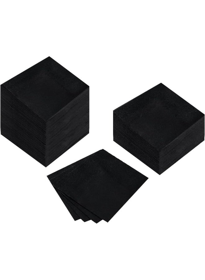 Beforyou 100 Pack Cocktail Napkin 2-Ply Dessert Napkins Folded 5 X 5 Inches Disposable Napkins For Dinner Wedding Birthday Party Bridal Anniversary Reception Event (101, Black)