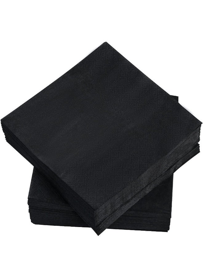 Beforyou 100 Pack Cocktail Napkin 2-Ply Dessert Napkins Folded 5 X 5 Inches Disposable Napkins For Dinner Wedding Birthday Party Bridal Anniversary Reception Event (101, Black)