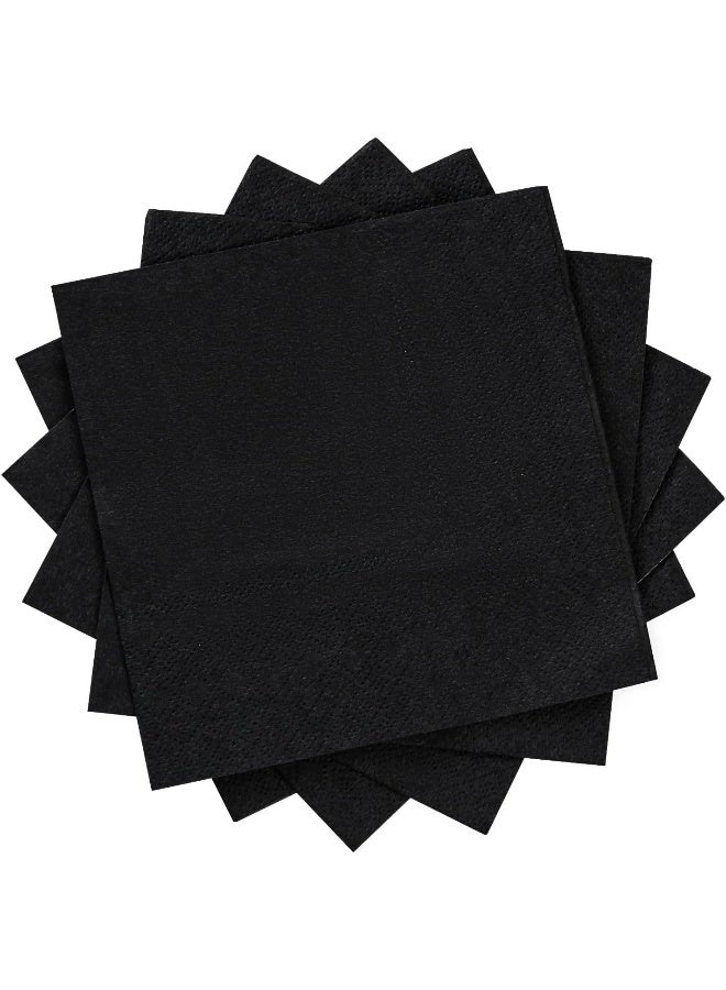 Beforyou 100 Pack Cocktail Napkin 2-Ply Dessert Napkins Folded 5 X 5 Inches Disposable Napkins For Dinner Wedding Birthday Party Bridal Anniversary Reception Event (101, Black)