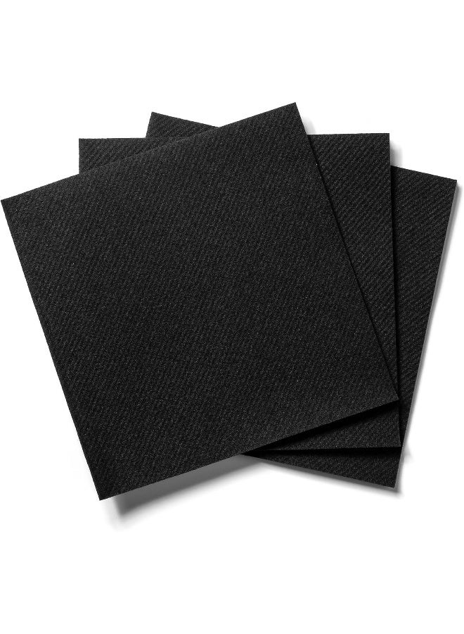 Ah American Homestead  Cocktail Napkins-Disposable Beverage/Bar Napkins-Black Linen-Like Square Napkins-Eco-Friendly And Compostable-Everyday Use, Party Or Wedding 4.75Inch X 4.75Inch 101 Count, Black