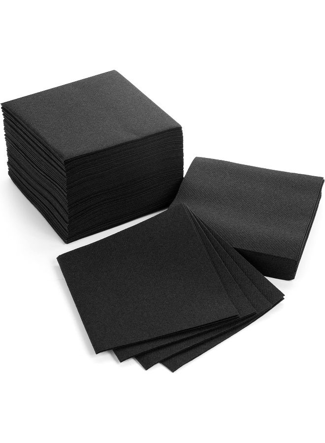 Ah American Homestead  Cocktail Napkins-Disposable Beverage/Bar Napkins-Black Linen-Like Square Napkins-Eco-Friendly And Compostable-Everyday Use, Party Or Wedding 4.75Inch X 4.75Inch 101 Count, Black