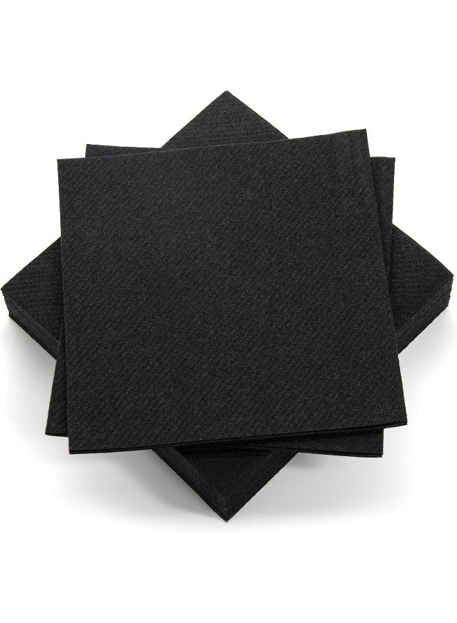 Ah American Homestead  Cocktail Napkins-Disposable Beverage/Bar Napkins-Black Linen-Like Square Napkins-Eco-Friendly And Compostable-Everyday Use, Party Or Wedding 4.75Inch X 4.75Inch 101 Count, Black