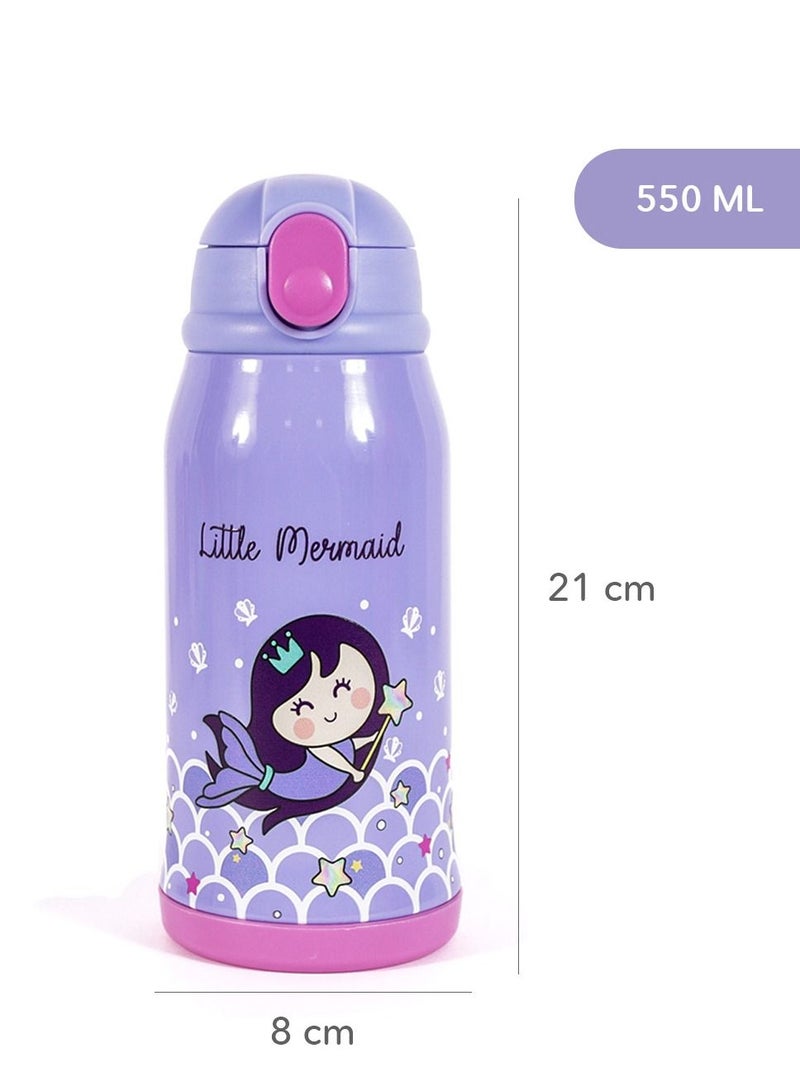 Milk&Moo Steel Kids Water Bottle with Bag 550ML Mermaid