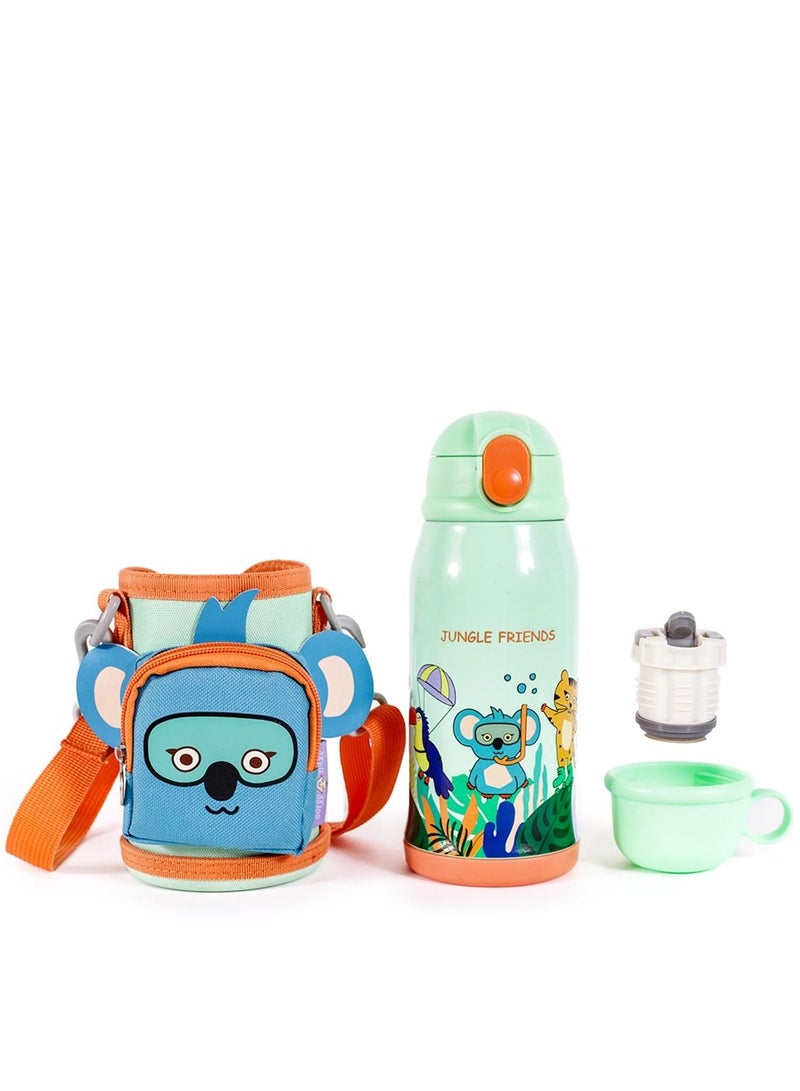 Milk&Moo Steel Kids Water Bottle with Bag 550ML Jungle Friends