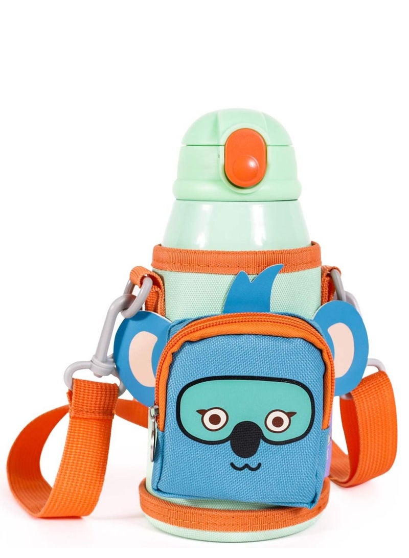 Milk&Moo Steel Kids Water Bottle with Bag 550ML Jungle Friends