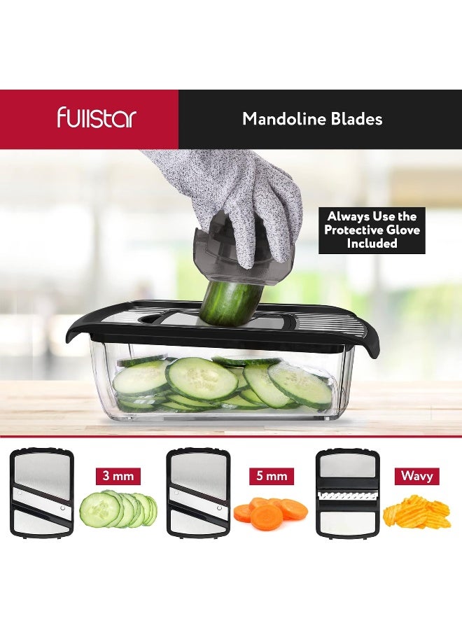 Mandoline Slicer For Kitchen, Cheese Grater Vegetable Spiralizer And Veggie Slicer For Cooking And Meal Prep, Kitchen Gadgets Organizer And Safety Glove Included