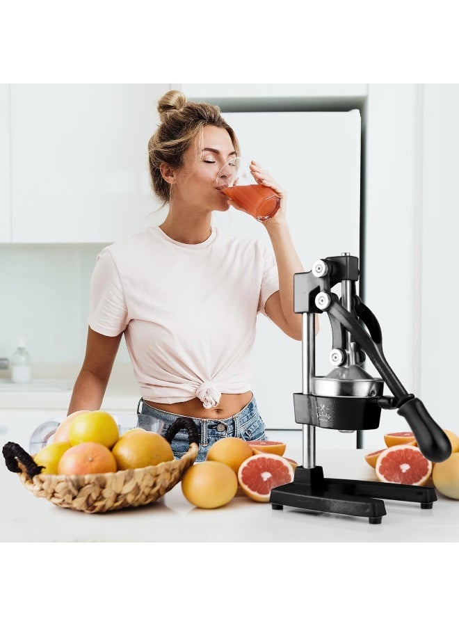 Zulay Professional Citrus Juicer - Manual Citrus Press And Orange Squeezer - Metal Lemon Squeezer - Premium Quality Heavy Duty Manual Orange Juicer And Lime Squeezer Press Stand