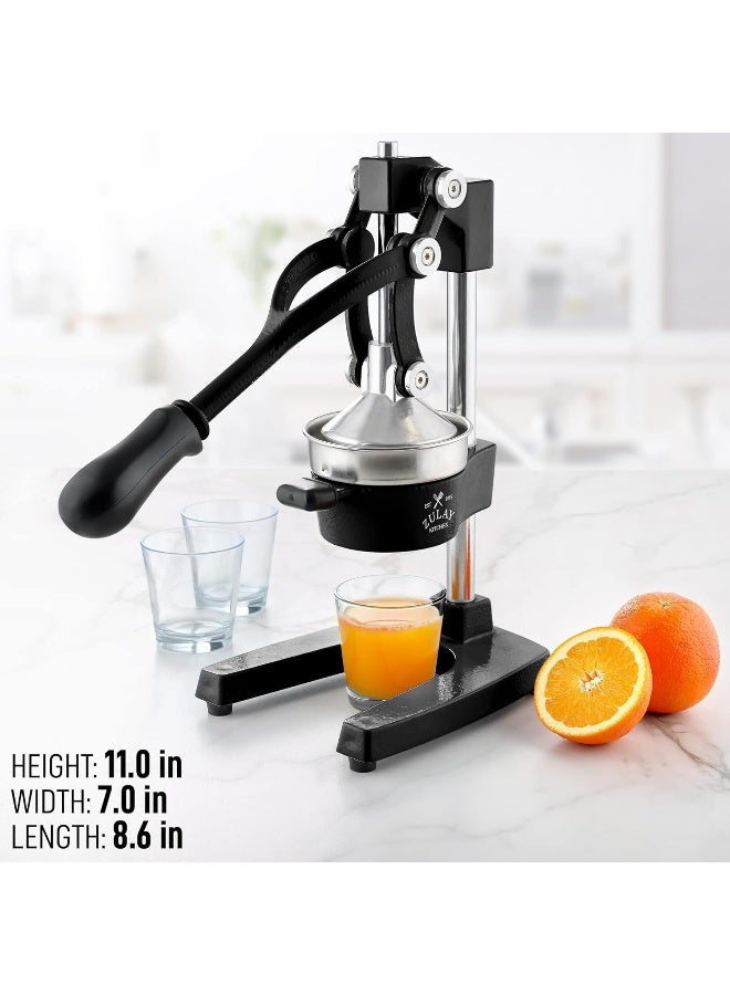 Zulay Professional Citrus Juicer - Manual Citrus Press And Orange Squeezer - Metal Lemon Squeezer - Premium Quality Heavy Duty Manual Orange Juicer And Lime Squeezer Press Stand