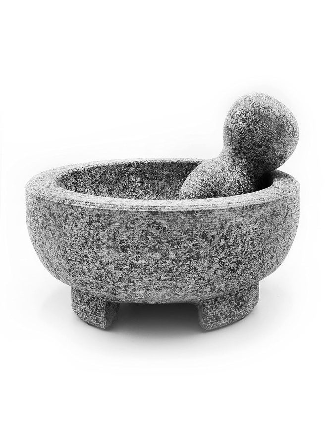 Umien  Granite Mortar And Pestle Set Guacamole Bowl Molcajete 9 Inch - Natural Stone Grinder For Spices, Seasonings, Pastes, Pestos And Guacamole - Extra Bonus Avocado Tool Included