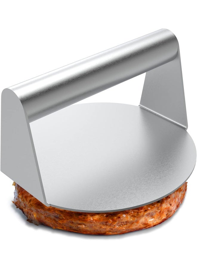 Jenny Frida  Stainless Steel Burger Press, 5.6 Inch Round Smasher, Non-Stick Smooth Hamburger Press Flat Bottom Without Ridges, Bacon Grill Perfect For Top Griddle Cooking