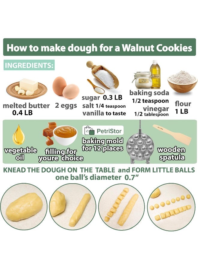 Walnut 12 Cookie Mould (Oreshek) Maker Oreshki Rissian Soviet Cookies