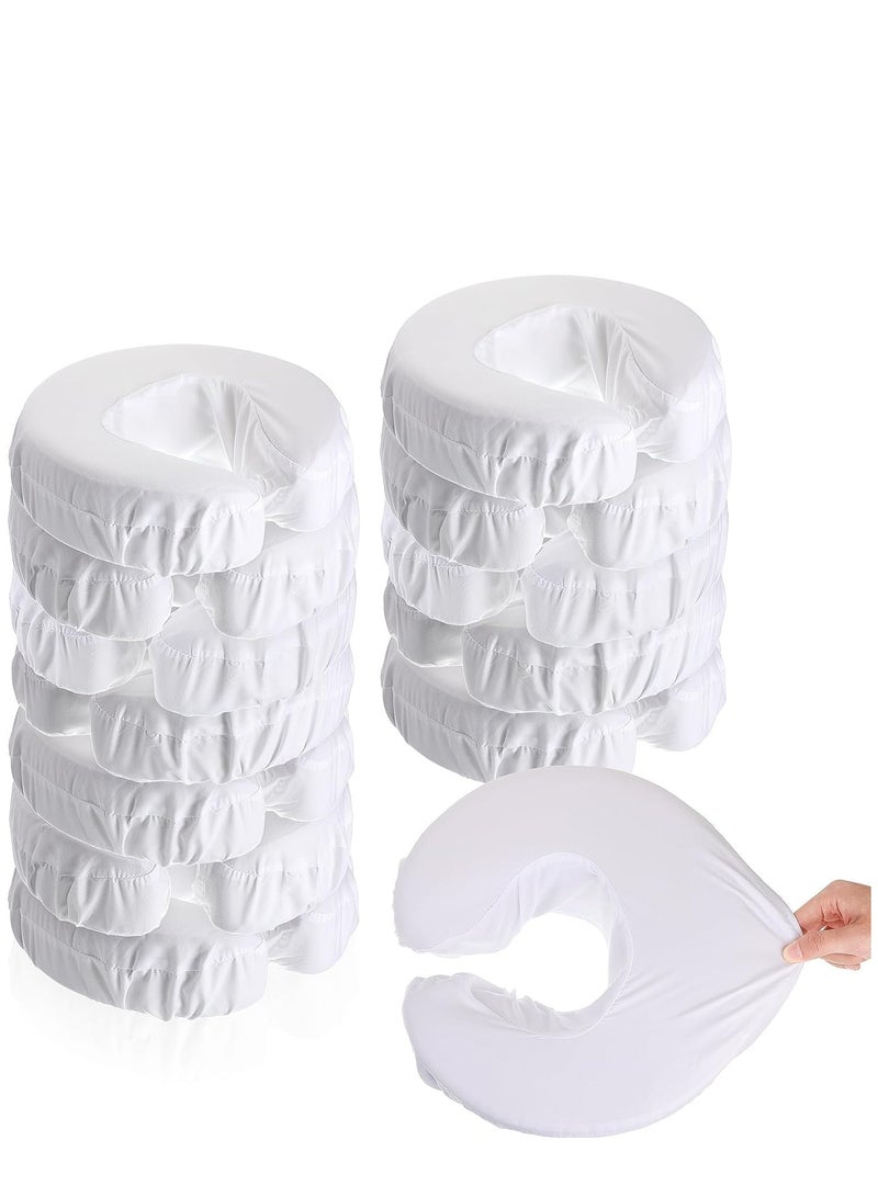 12 Pcs Face Cradle Covers for Massage Head Rest Covers Massage Bulk Microfiber Reusable Soft Thicker Massage Table Face Covers Oil Proof Headrest Cradle Sheets for Spa Beauty Salons (White)