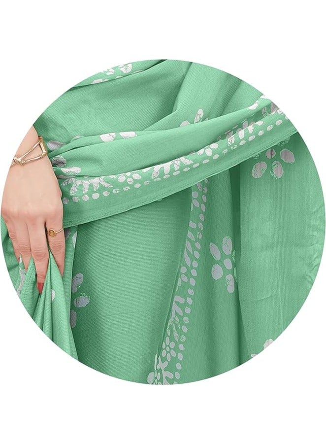 Women's Latest Chiffon Batik Printed Saree with Blouse Piece