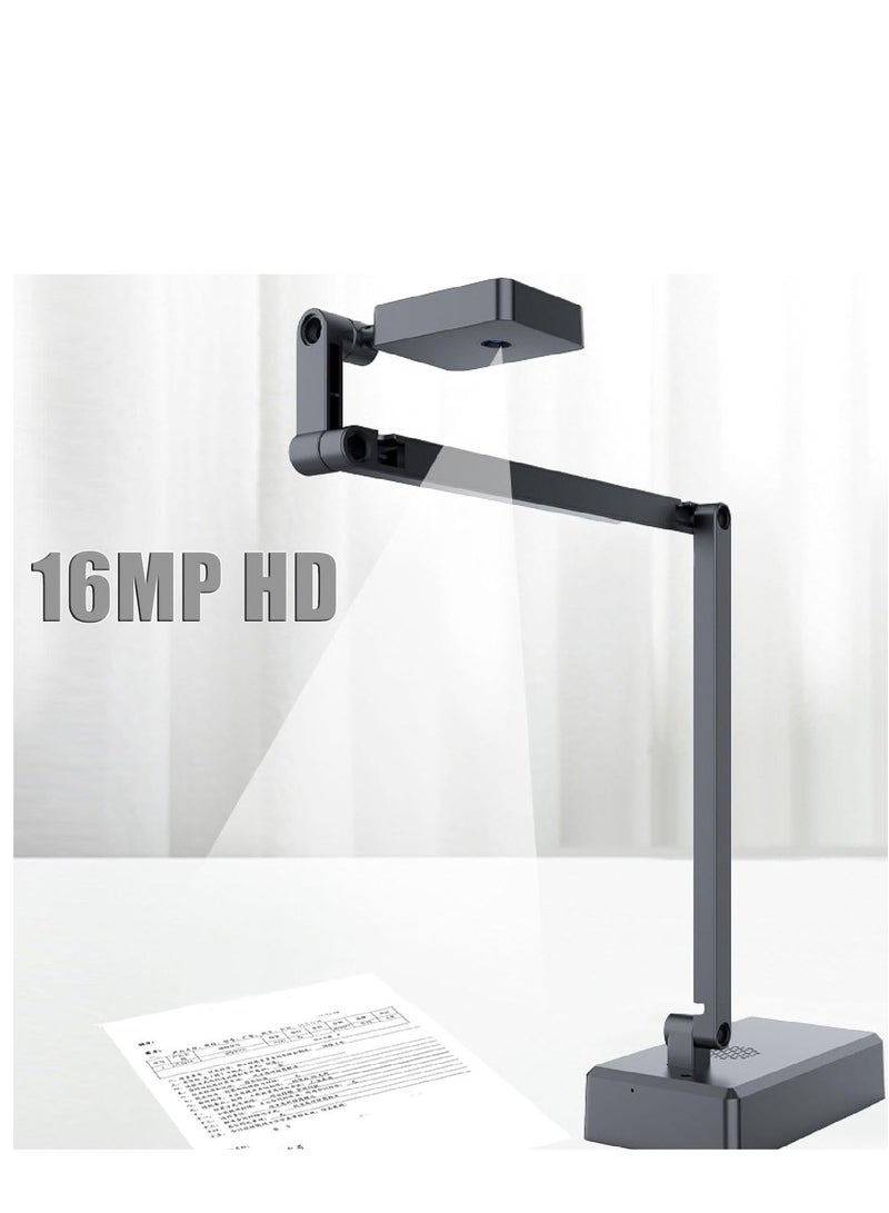 USB Document Camera, 4K Ultra HD 16MP Document Webcam with Adjustable Angle, Auto Manual Focus, Brightness Adjustment for Distance Learning, Remote Teaching, Web Conferencing