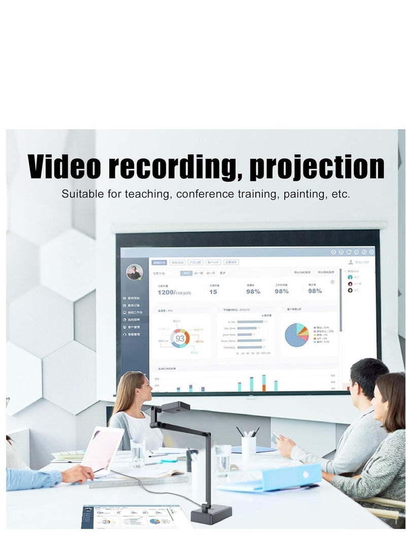 USB Document Camera, 4K Ultra HD 16MP Document Webcam with Adjustable Angle, Auto Manual Focus, Brightness Adjustment for Distance Learning, Remote Teaching, Web Conferencing