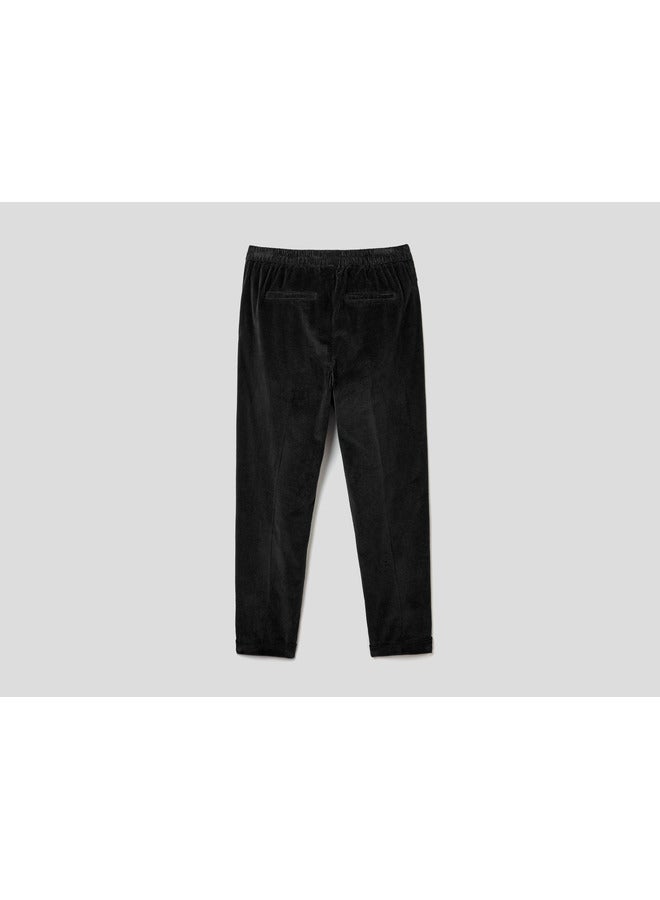 Chinos In Velvet With Stretch Waist