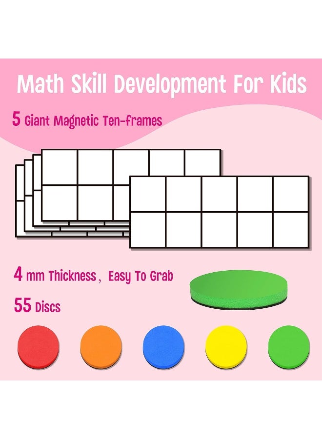 Magnetic Ten-Frame Set, Including 5 Frames (No Hollowed Out) And 55 Colorful Discs