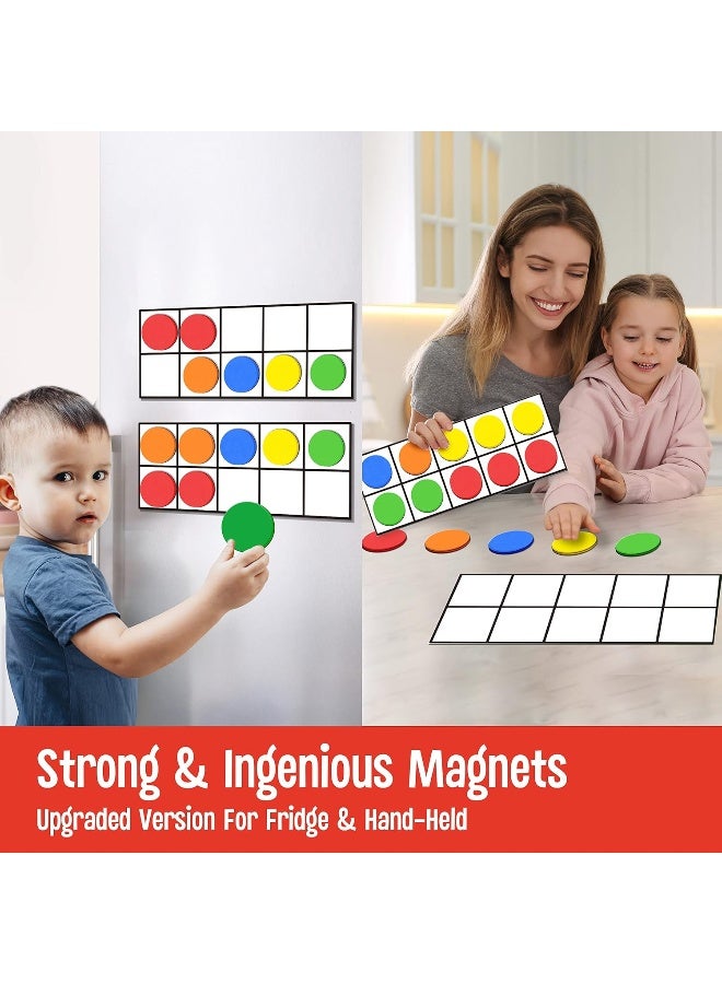 Magnetic Ten-Frame Set, Including 5 Frames (No Hollowed Out) And 55 Colorful Discs