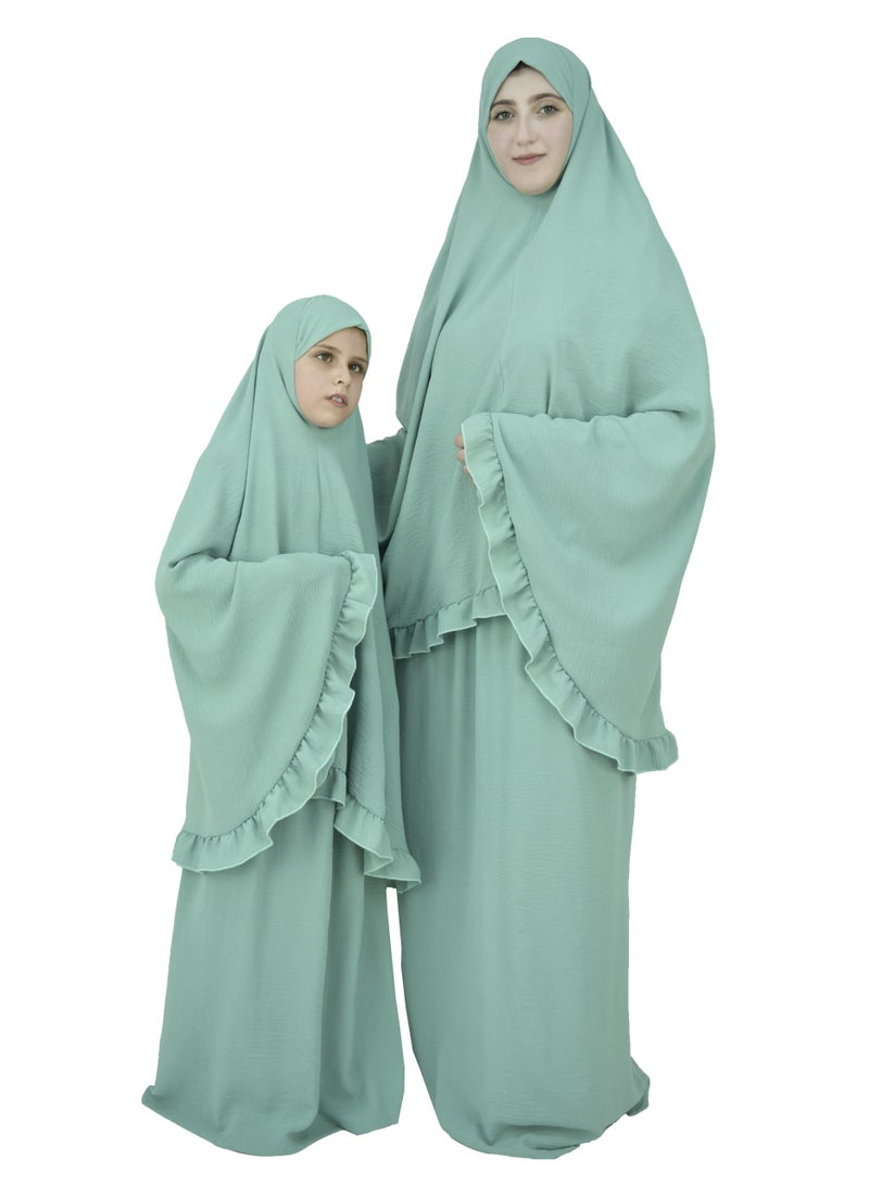 Two Piece Islamic prayer dress for girls kids and women -Prayer Clothes for girls and Muslim Women-Prayer Abaya For women and girls kids- Umrah essentials for women -Prayer dress women