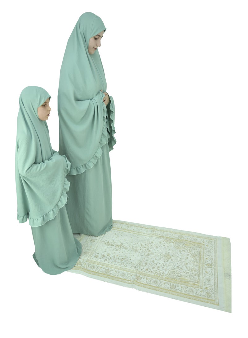 Two Piece Islamic prayer dress for girls kids and women -Prayer Clothes for girls and Muslim Women-Prayer Abaya For women and girls kids- Umrah essentials for women -Prayer dress women