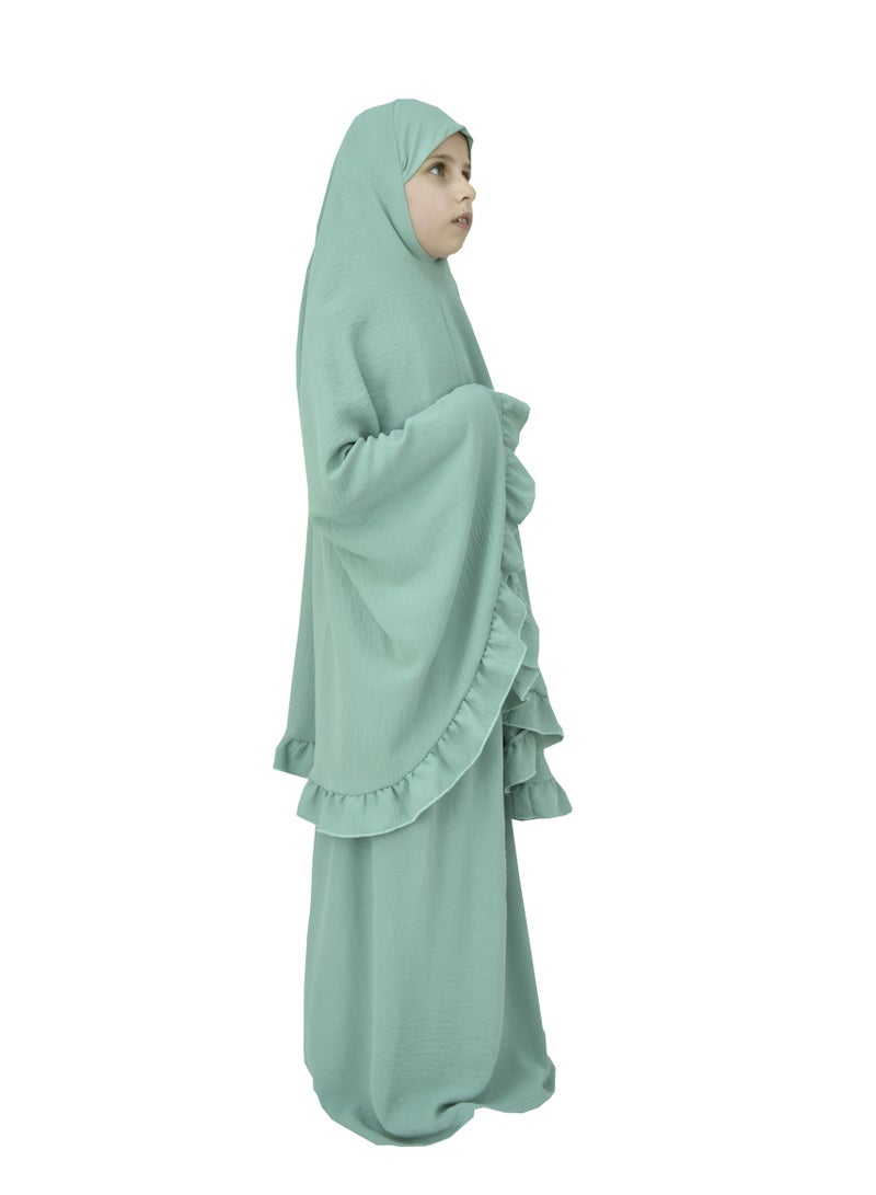 Two Piece Islamic prayer dress for girls kids and women -Prayer Clothes for girls and Muslim Women-Prayer Abaya For women and girls kids- Umrah essentials for women -Prayer dress women