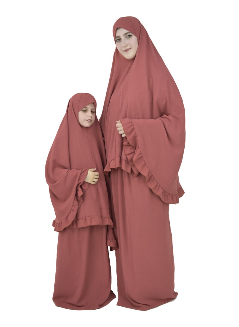 Two Piece Islamic prayer dress for girls kids and women -Prayer Clothes for girls and Muslim Women-Prayer Abaya For women and girls kids- Umrah essentials for women -Prayer dress women