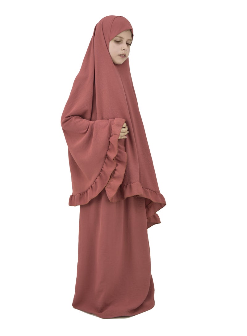 Two Piece Islamic prayer dress for girls kids and women -Prayer Clothes for girls and Muslim Women-Prayer Abaya For women and girls kids- Umrah essentials for women -Prayer dress women