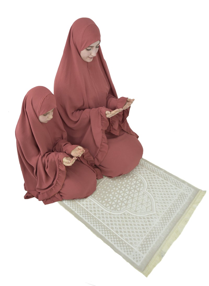 Two Piece Islamic prayer dress for girls kids and women -Prayer Clothes for girls and Muslim Women-Prayer Abaya For women and girls kids- Umrah essentials for women -Prayer dress women