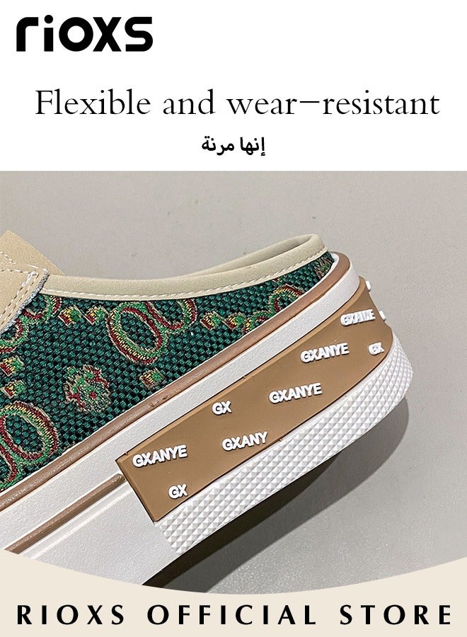 Women's Flats Shoes,Classic Canvas Mule Shoes,Comfort Slip-On Flats Shoes,Fashion Casual Slip-on Shoes,Anti-slip Walking Shoes,Softable Slip-on Casual Work Office Flats Shoes