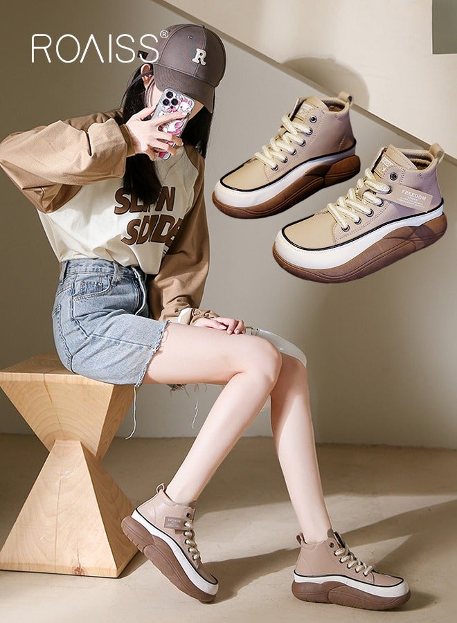 New Arrival High-Top Shoes Women's New Platform Thick-Soled Comfortable Lace-Up Casual Sports Shoes