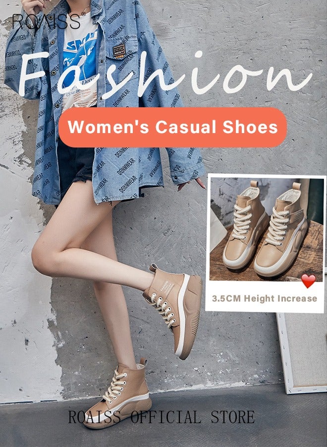 New Arrival High-Top Shoes Women's New Platform Thick-Soled Comfortable Lace-Up Casual Sports Shoes