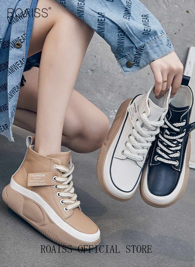 New Arrival High-Top Shoes Women's New Platform Thick-Soled Comfortable Lace-Up Casual Sports Shoes