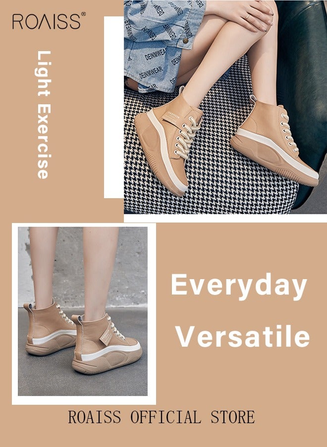 New Arrival High-Top Shoes Women's New Platform Thick-Soled Comfortable Lace-Up Casual Sports Shoes