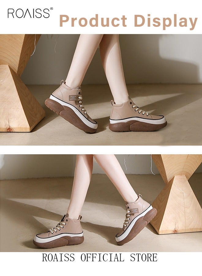 New Arrival High-Top Shoes Women's New Platform Thick-Soled Comfortable Lace-Up Casual Sports Shoes