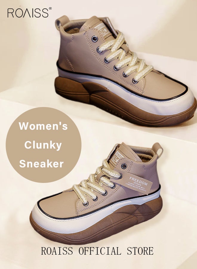 New Arrival High-Top Shoes Women's New Platform Thick-Soled Comfortable Lace-Up Casual Sports Shoes